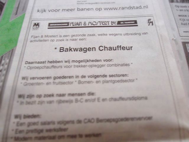 bakwagenchauffeur