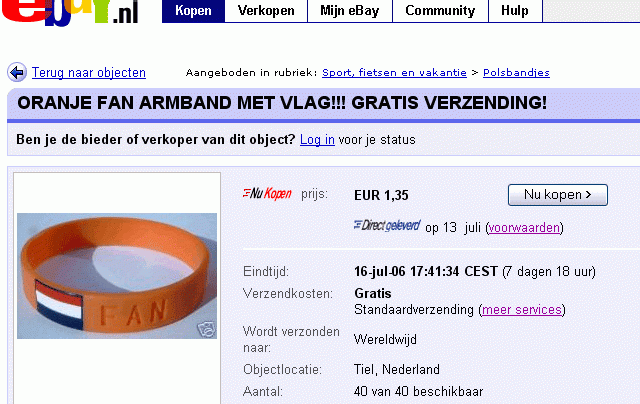 oranjefanarmband