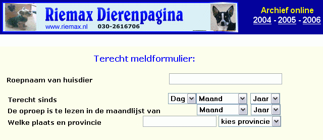 terechtmeldformulier