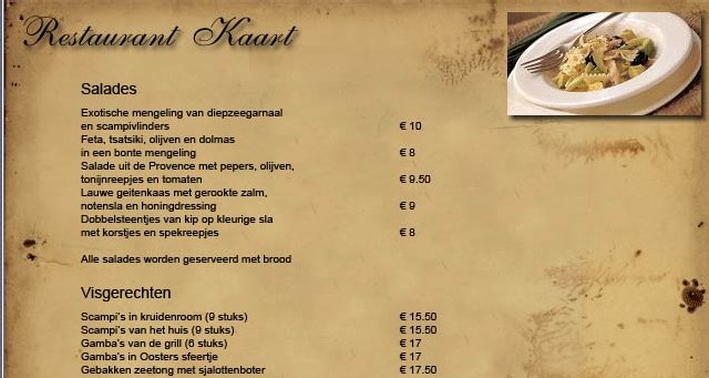 restaurantkaart