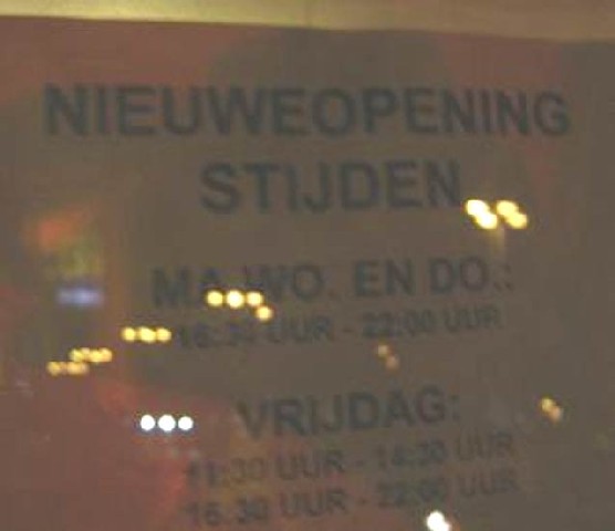 nieuwe openingstijden