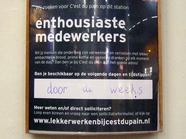 doordeweeks